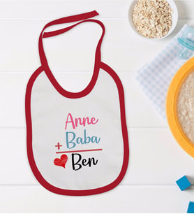 BK Kids Anne Baba Tasarımlı Kırmızı Bebek Mama Önlüğü-1