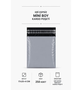 Northcity Gri Cepsiz Mini Kargo Poşeti 17x25+4 Cm – 250 Adet Dayanıklı Ambalaj
