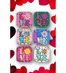 Love Aşk Temalı Ahşap Bardak Altlığı Seti 6 Adet