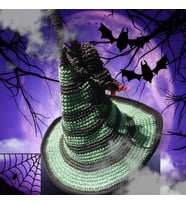 Halloween Yarasa Motifli Cadı Şapkası & Kostüm Aksesuarı