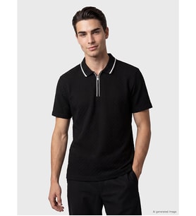 LCWAIKIKI Classic Siyah Polo Yaka Dokulu Erkek Tişört