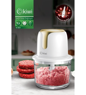 Kiwi Kc-8221 Kablosuz Şarjlı Gıda Doğrayıcı – 1.2L Cam Hazne, Paslanmaz Çelik Bıçaklı Mutfak Robotu