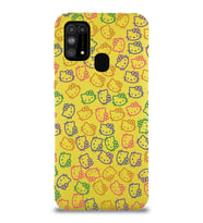 Samsung Galaxy M31 Uyumlu Lansman Kılıf Hello Kitty Tasarımlı İçi Kadife Kapak-Sarı (Şeffaf)