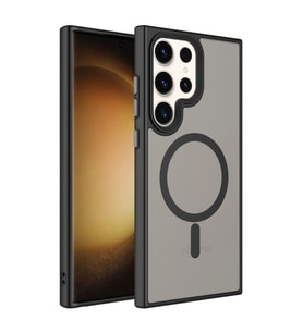 Vendas Samsung S23 Ultra Uyumlu Flet Serisi Mat Arka Yüzey Wireless Şarj Destekli Magsafe Magic Smooth Kılıf (Siyah)