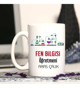 Fen Bilgisi Öğretmenine Özel Öğretmenler Günü Hediyesi Kişiye Özel Kupa Bardak