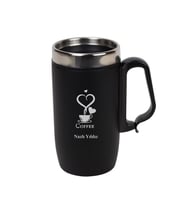 Kişiye Özel Kulplu Çelik Termos Bardak Mat Siyah 240 ml - Coffee