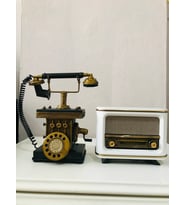 BLUETOOTH, USB, FM RADYO ÖZELLİKLİ NOSTALJİK RADYO + DEKORATİF METAL TELEFON & KUMBARA