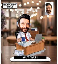 Kişiye Özel Masa Başı Çalışan Karikatür Biblo - Ofis Hediyesi, Yeni İş Hediyesi, Yöneticiye Özel Hediye
