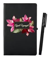 Kişiye Özel Hazırlanmış Hediye Siyah Defter ve Siyah Roller Kalem Set