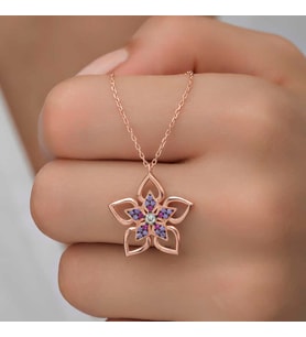 ?Gümüş Rose Çiçek Kadın Kolye