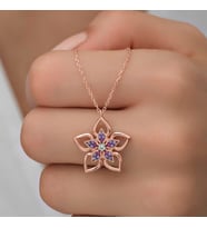 ?Gümüş Rose Çiçek Kadın Kolye