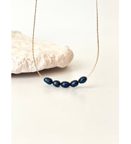 14K Altın Kaplama Minimal Siyah İnci Kolye (Beyaz)