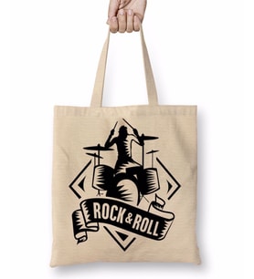 Rock Roll Müzik Gitar 03 Bez Çanta Uzun Saplı