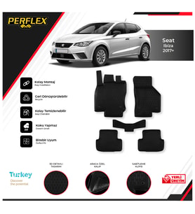 Seat Ibıza 2017+ 3D Havuzlu Paspas (Siyah - Beyaz)