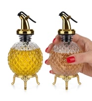 Mini Boy 2’li İnci Kristal Model Gold Renk Metal Ayaklı Cam Yağlık - Sirkelik Takımı - 120 ml.