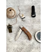 Isme Özel Ay Yıldız Kamp Çakı Outdoor Katlanabilir Bıçak 21 Cm (Krem)