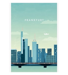 Frankfurt Seyahat Afişi Tablo Ahşap Poster Dekoratif