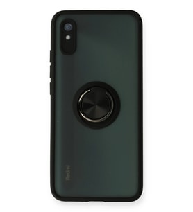 Pilelistore   Xiaomi Redmi 9A Kılıf Montreal Yüzüklü Silikon Kapak - Siyah
