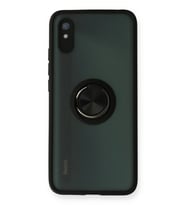 Pilelistore   Xiaomi Redmi 9A Kılıf Montreal Yüzüklü Silikon Kapak - Siyah