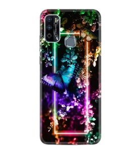 Infınıx Hot 9 Play Kılıf Silikon Desen Özel Seri Butterfly Neon 1684