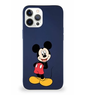 Apple iPhone 12 Pro Max Soft Premier Kapak Mickey Mouse-B Tasarımlı Silikon Kılıf - Lacivert (Şeffaf)