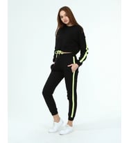 22033931 İkiİplik Yanı Şeritli Sweat+Cepli Pant. İkili Taıkm SIYAH (Siyah)