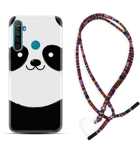 Realme 5i 5 Pro 6i 7 Pro 8 Kılıf Boyun Asklı Rasta Silikon Sevimli Panda 1794