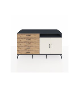 Kronos Konsol 2 Raflı 5 Çekmeceli 2 Kapaklı 176x59x99 Antrasit-Aytaşı/Çam