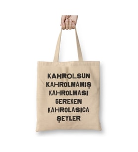 Komik Söz Gereken Kahrolasıca Şeyler Beyaz Bez Çanta Uzun Saplı Alışveriş Çantası Plaj Çantası