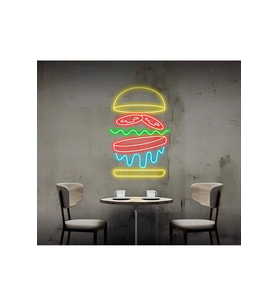 Hamburger Figürlü Neon Tabela
