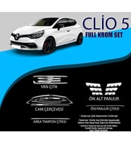 Renault Clio Uyumlu 4 Krom Set (Cam Çerçeve.-Yan Kapı Çıt.-Ön Alt Panjur-Arka Tampon Çıt.-Ön Panjur Çıt.) Parça (Karışık)
