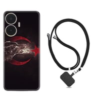 Realme C55 Kılıf Resimli Boyun Askılı İpli Desenli Silikon Kurt ve Ay Yıldız 1403