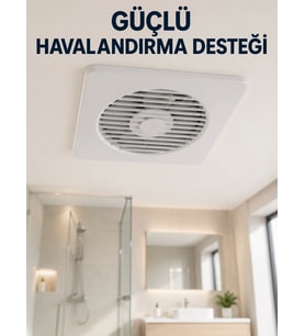 Dekoratif Banyo ve Mutfak Aspiratörü 150 mm 20,8 x 20,8 cm 20 W Havalandırma Fanı