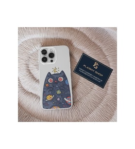 OPPO A15/A15S Uyumlu Kedi ve Gezegenler Tasarımlı Şeffaf Kılıf