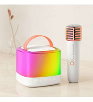 Kablosuz Mikrofonlu Karaoke Hoparlör (Bluetooth, Beyaz, USB Şarjlı)