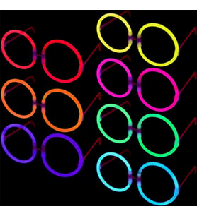 Glow Stick Yuvarlak Gözlük - Glow Partisi Gözlükleri - Glow Stick Gözlük 12 Adet