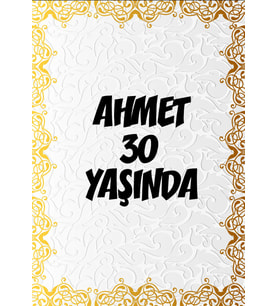 Beyaz Desenler Klasik Temalı Doğuım Günü Afişi -2 35X50 cm