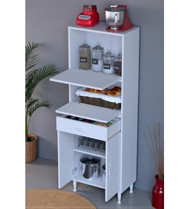 Eliusta Solaira 60 cm Genişlik Kapaklı Mutfak Dolabı 4 Kapaklı, Çekmeceli Çok Amaçlı Mutfak/Banyo Dolabı (Beyaz)