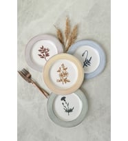 Çiçek Desenli Pasta Tabağı Seti 22 cm 4'lü, şık ve zarif tasarım