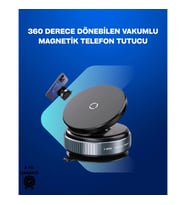 Mey İthalat® Güçlü Manyetik Tutuşlu 360° Döner Araç Telefon Tutucu – Vakumlu Montajlı