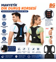Manyetik Dik Duruş Korsesi Ayarlanabilir Omuz Sırt Bel Destekleyici Kamburluk Önleyici Unisex Siyah Günlük Kullanım