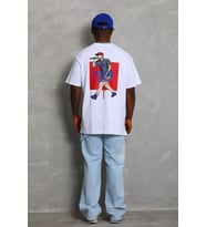 Erkek Baskılı Tişört Kısa Kol Bisiklet Yaka Oversize T-Shirt - Beyaz