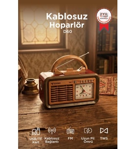 Torima Bluetooth Hoparlör Nostaljik Radyo Kablosuz Speaker D60 Kırmızı