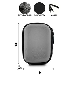 BETIC Hard Disk Taşıma Çantası, 2,5", Sert Yüzey, Gri