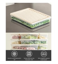 bigmate 4'lü Şeffaf Saklama Kabı 4x2,5 Lt BGMT2525 Mikrodalga Buzdolabı ve Dondurucu Uyumlu Düzenley (Krem)