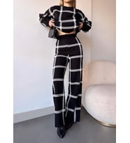 Ekoseli Triko Takım Siyahbeyaz