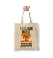 Nuclear War Is A Threat For Humanity Nuclear Explosion Pixel Art Bez Çanta Alışveriş Çantası (Beyaz)
