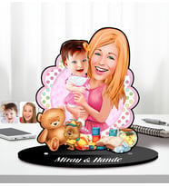 BK Gift Kişiye Özel Anne-Kız Karikatürlü Ahşap Biblo-7, Anneye Hediye, Anneler Günü Hediyeleri