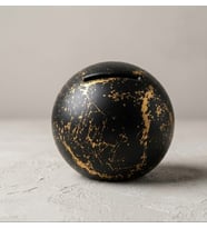 El Yapımı Seramik Küre Kırılabilir ve Alt Kapaklı Tekrar Kullanılabilir Kumbara 12 cm (Siyah-Gold)