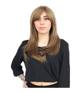 Düz Perçemli Orta Boy Fiber Sen Peruk / Bebek Kumralı
